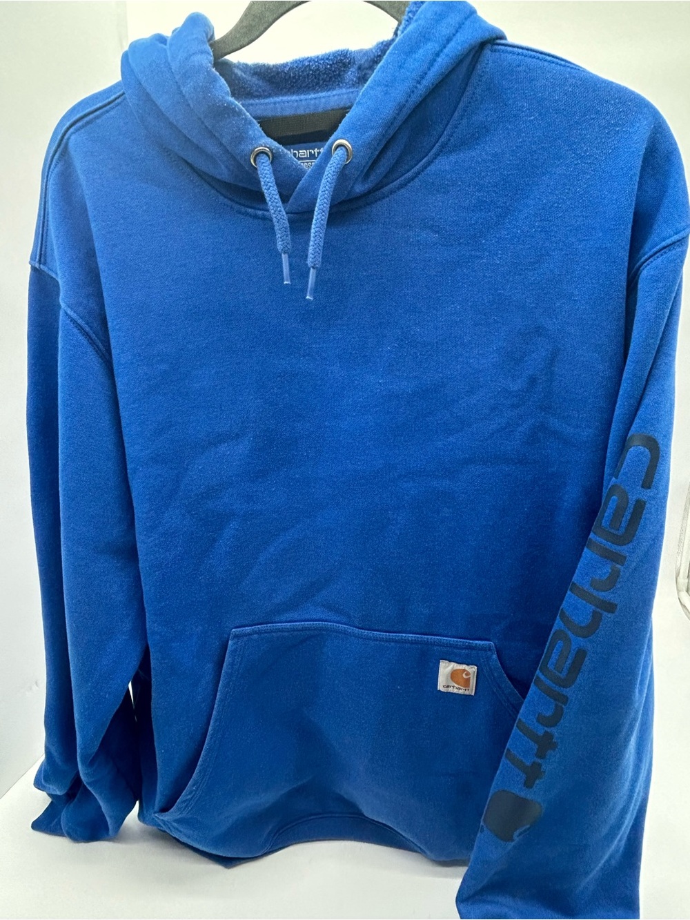 Carhartt Royal Blue Logo Sleeve Hooded Pullover Large